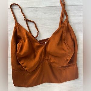 Aerie Women's Size XL XLarge Satin Corset Cropped Burnt Orange Earthy Boho